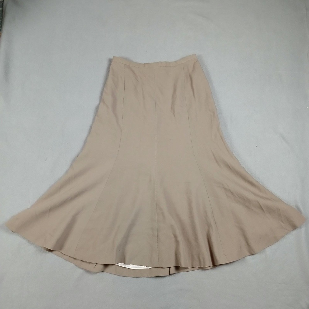 Retro Beige Tan Flare Panel Fully Lined Midi Skirt Size‎ Small Women's Unmarked